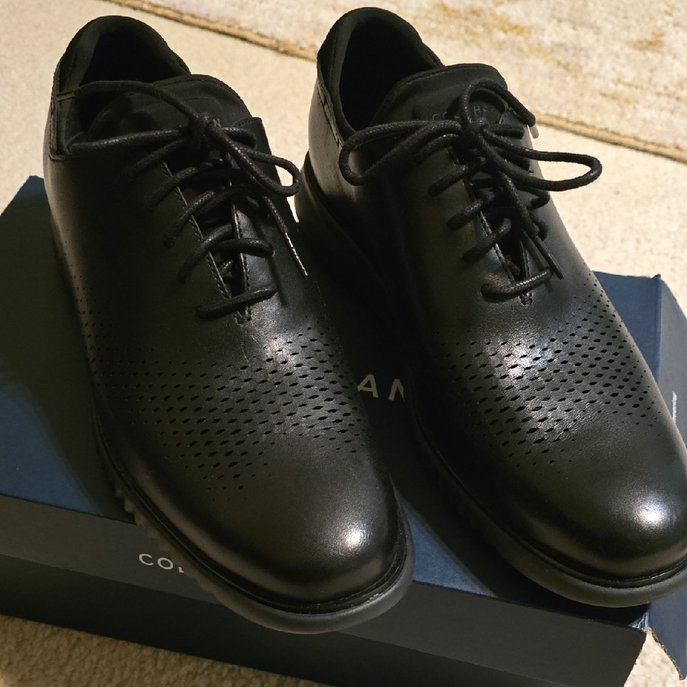 Cole Haan Black Perforated Oxfords